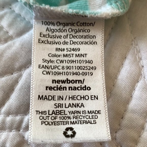 WONDER NATION Mermaid Girl's Sleeper, Turquoise & White Stripes, Size: Newborn - Picture 8 of 9